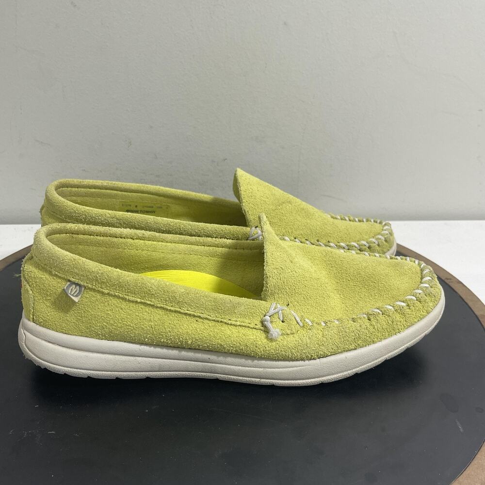 Minnetonka Womens Yellow Suede‎ Slip On Moccasins Comfort Loafers | Size 8.5